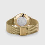 Gift Box Minuit Watch Mesh & Leather Strap, Gold Colour