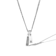Birthstone & Initial Tag Necklace - Silver
