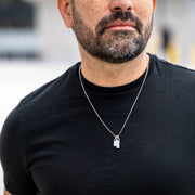 Birthstone & Initial Tag Necklace - Silver