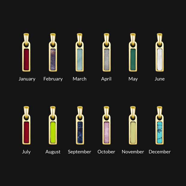 Birthstone Tag Necklace - Gold