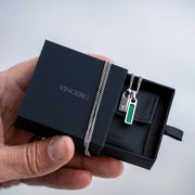 Birthstone & Initial Tag Necklace - Silver