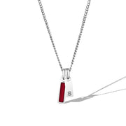 Birthstone & Initial Tag Necklace - Silver