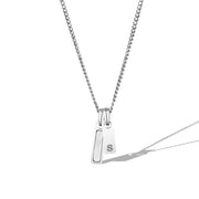 Birthstone & Initial Tag Necklace - Silver