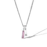 Birthstone & Initial Tag Necklace - Silver