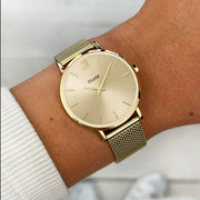 Gift Box Minuit Watch Mesh & Leather Strap, Gold Colour