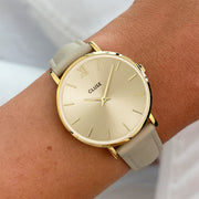 Gift Box Minuit Watch Mesh & Leather Strap, Gold Colour