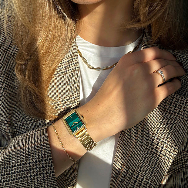 Fluette Watch Steel, Green, Gold Colour